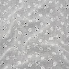 Embroidered Eyelet Cotton Voile – White Little Flowers on Vines – Naomi Collection Embroidered Eyelet Cotton Voile – White Little Flowers on Vines – Naomi Collection
