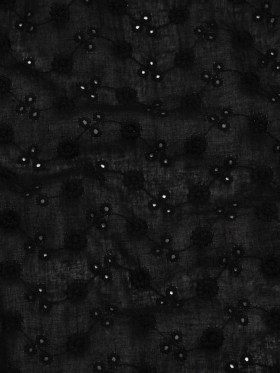 Embroidered Eyelet Cotton Voile – Black Little Flowers on Vines – Naomi Collection Embroidered Eyelet Cotton Voile – Black Little Flowers on Vines – Naomi Collection