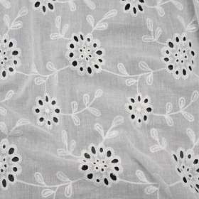 Embroidered Eyelet Cotton Voile – White Big Flowering Vines – Naomi Collection Embroidered Eyelet Cotton Voile – White Big Flowering Vines – Naomi Collection