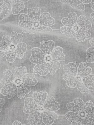 Embroidered Eyelet Cotton Voile – White Big Tossed Flowers – Naomi Collection Embroidered Eyelet Cotton Voile – White Big Tossed Flowers – Naomi Collection