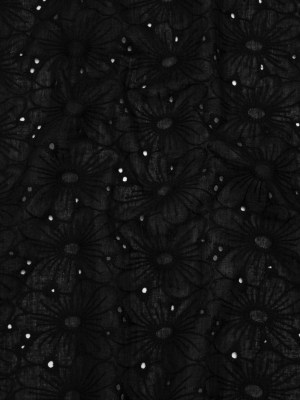 Embroidered Eyelet Cotton Voile – Black All-Over Flowers – Naomi Collection Embroidered Eyelet Cotton Voile – Black All-Over Flowers – Naomi Collection