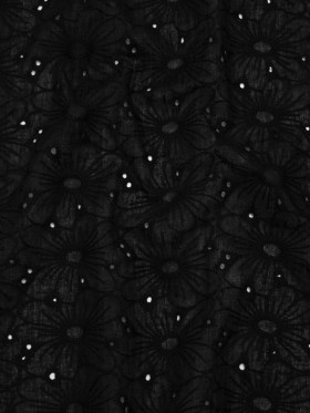 Embroidered Eyelet Cotton Voile – Black All-Over Flowers – Naomi Collection Embroidered Eyelet Cotton Voile – Black All-Over Flowers – Naomi Collection
