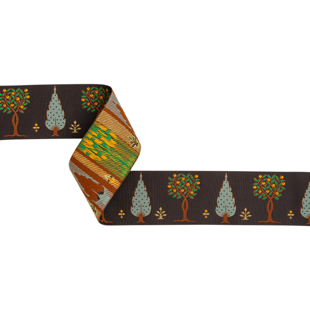 Jacquard Ribbon – 1.875″ – Green, Brown and Black Trees Jacquard Ribbon – 1.875″ – Green, Brown and Black Trees