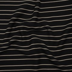 Viscose and Nylon Woven – Black and Beige Stripes – Designer Deadstock Made in Italy Viscose and Nylon Woven – Black and Beige Stripes – Designer Deadstock Made in Italy