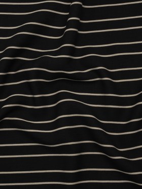 Viscose and Nylon Woven – Black and Beige Stripes – Designer Deadstock Made in Italy Viscose and Nylon Woven – Black and Beige Stripes – Designer Deadstock Made in Italy