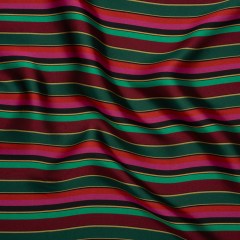 Satin-Faced Viscose and Acetate Woven – Black, Red and Green Barcode Stripes – Designer Deadstock Made in Italy Satin-Faced Viscose and Acetate Woven – Black, Red and Green Barcode Stripes – Designer Deadstock Made in Italy