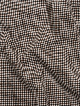 Stretch Viscose and Polyester Suiting – Black, Brown and White Tattersall Check – Designer Deadstock Stretch Viscose and Polyester Suiting – Black, Brown and White Tattersall Check – Designer Deadstock