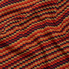 Cotton Jacquard Double Knit – Orange, Brick Red and Navy Diagonal Stripe Checks – Designer Deadstock Cotton Jacquard Double Knit – Orange, Brick Red and Navy Diagonal Stripe Checks – Designer Deadstock