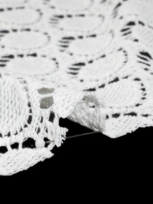Cotton Crochet Lace – Off White Dots in Ovals – Designer Deadstock Cotton Crochet Lace – Off White Dots in Ovals – Designer Deadstock