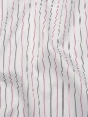 Polyester Twill Lining – White, Black and Cranberry Red Stripes – Deadstock Polyester Twill Lining – White, Black and Cranberry Red Stripes – Deadstock