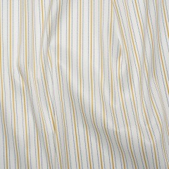 Stretch Polyester Lining – Cream, Gold and Navy Ticking Stripes – Deadstock Stretch Polyester Lining – Cream, Gold and Navy Ticking Stripes – Deadstock