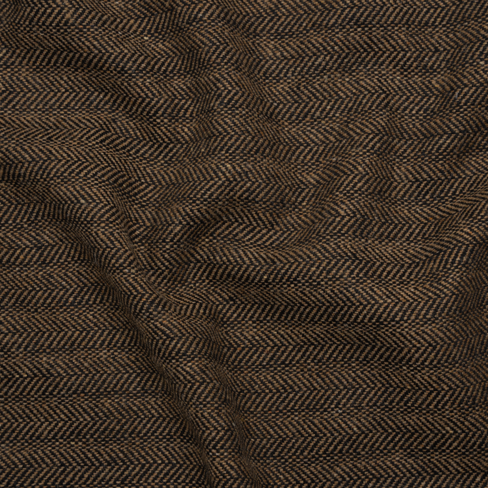 Wool Blend Twill – Brown and Black Herringbone – Deadstock Wool Blend Twill – Brown and Black Herringbone – Deadstock
