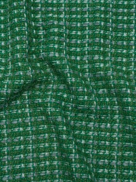 Polyester Novelty Tweed – Green and White Textured Plaid – Deadstock Polyester Novelty Tweed – Green and White Textured Plaid – Deadstock