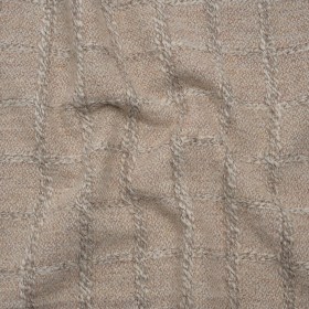 Wool Blend Boucle Tweed – Cream and Taupe Raised Windowpane Checks – Deadstock Wool Blend Boucle Tweed – Cream and Taupe Raised Windowpane Checks – Deadstock