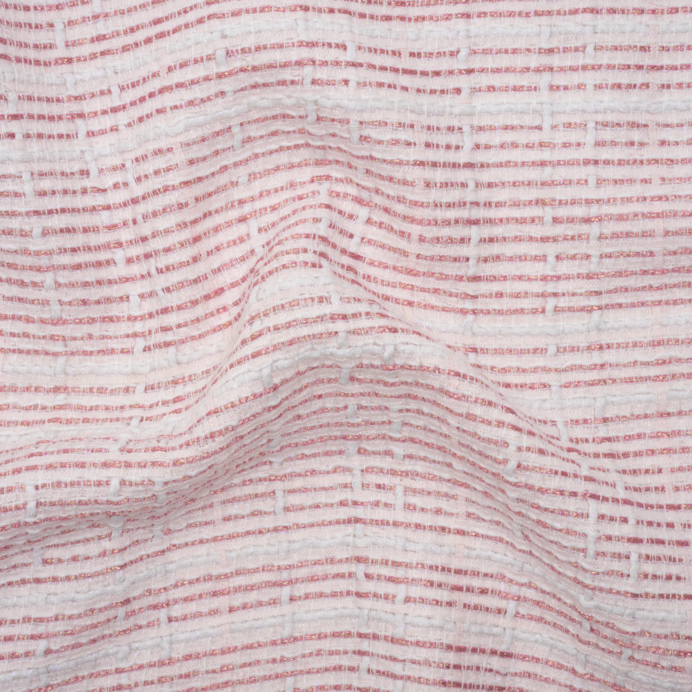 Metallic Tactile Tweed – Iridescent Rainbow, White and Pink Plaid – Deadstock Metallic Tactile Tweed – Iridescent Rainbow, White and Pink Plaid – Deadstock