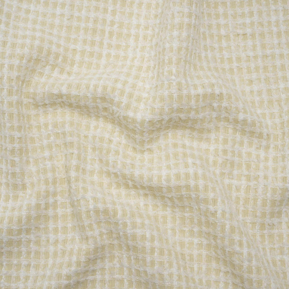 Fluffy Tweed – Cream and White Mini Windowpane Checks – Deadstock Fluffy Tweed – Cream and White Mini Windowpane Checks – Deadstock