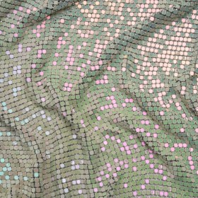Aluminum Chainmail Fabric Panel, 3mm – Pastel Rainbow Oil Slick – Joan Collection Aluminum Chainmail Fabric Panel, 3mm – Pastel Rainbow Oil Slick – Joan Collection