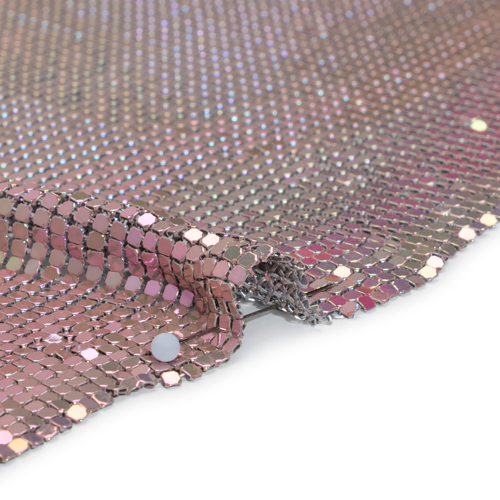 Aluminum Chainmail Fabric Panel, 3mm – Rose Pink and Beige Oil Slick – Joan Collection Aluminum Chainmail Fabric Panel, 3mm – Rose Pink and Beige Oil Slick – Joan Collection