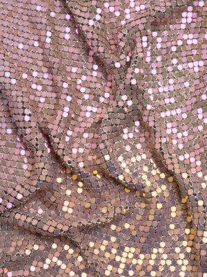 Aluminum Chainmail Fabric Panel, 3mm – Rose Pink and Beige Oil Slick – Joan Collection Aluminum Chainmail Fabric Panel, 3mm – Rose Pink and Beige Oil Slick – Joan Collection