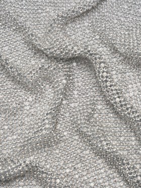 Rhinestone Aluminum Chainmail Fabric Panel, 3mm – Silver and Crystal – Astraia Collection Rhinestone Aluminum Chainmail Fabric Panel, 3mm – Silver and Crystal – Astraia Collection