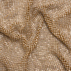 Rhinestone Aluminum Chainmail Fabric Panel, 3mm – Gold and Crystal – Astraia Collection Rhinestone Aluminum Chainmail Fabric Panel, 3mm – Gold and Crystal – Astraia Collection