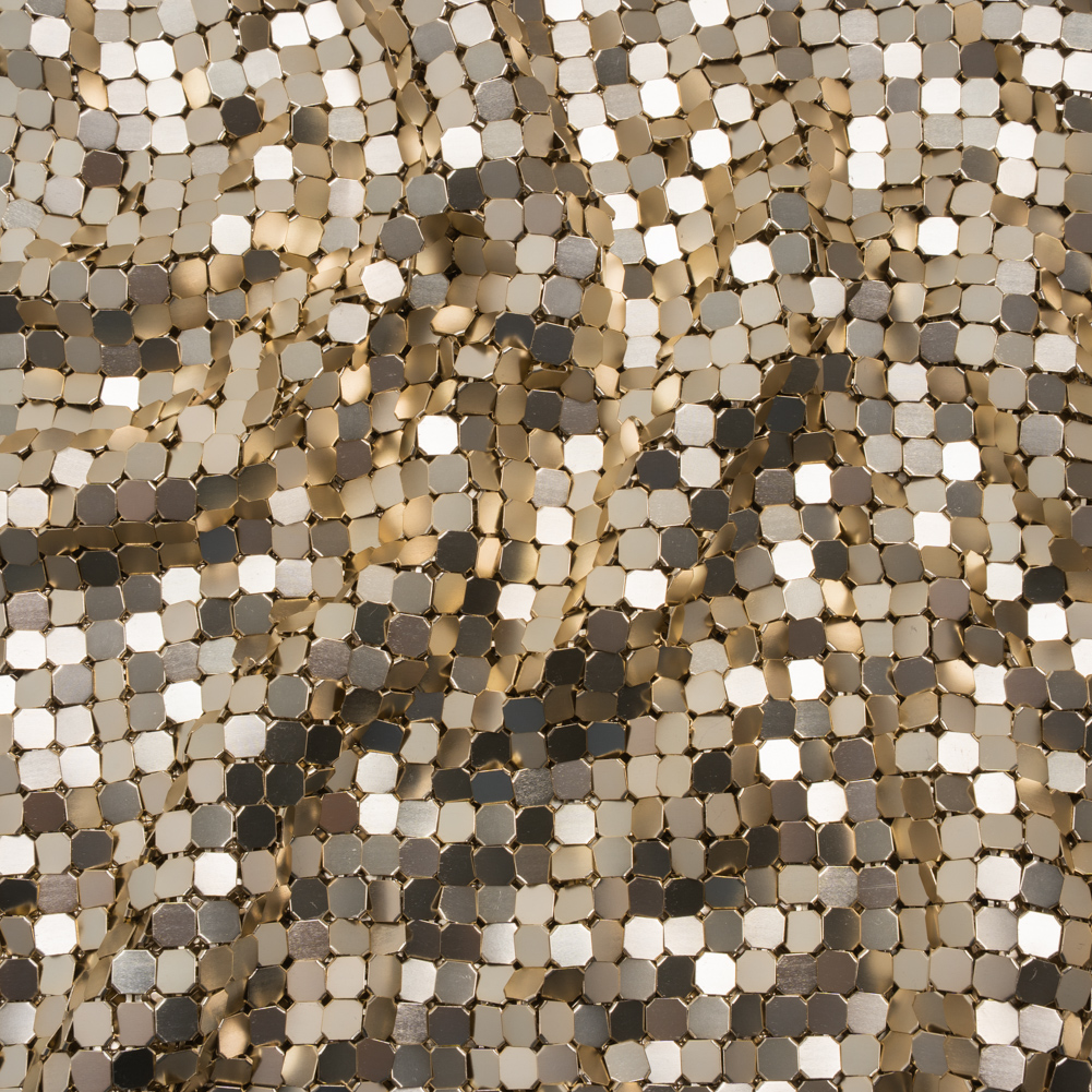 Aluminum Chainmail Fabric, 8mm Tubular – Gold – Joan Collection Aluminum Chainmail Fabric, 8mm Tubular – Gold – Joan Collection