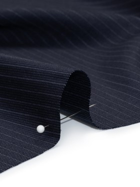 Super 150 Wool Suiting Made in Italy – Blue and White Pinstripes – Deadstock Super 150 Wool Suiting Made in Italy – Blue and White Pinstripes – Deadstock