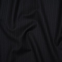 Super 130 Wool Suiting Made in Italy – Navy, Black and White Pinstripes – Deadstock Super 130 Wool Suiting Made in Italy – Navy, Black and White Pinstripes – Deadstock