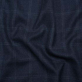 Super 120 Wool Suiting Made in Italy – Blue and White Windowpane Check – Deadstock Super 120 Wool Suiting Made in Italy – Blue and White Windowpane Check – Deadstock