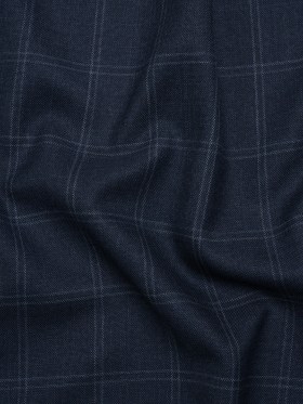 Super 120 Wool Suiting Made in Italy – Blue and White Windowpane Check – Deadstock Super 120 Wool Suiting Made in Italy – Blue and White Windowpane Check – Deadstock