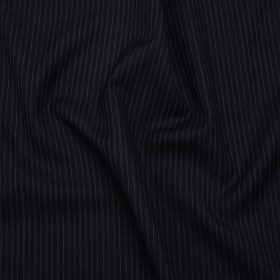Super 130 Wool Twill Suiting Made in Italy – Navy and Baby Blue Stripes – Deadstock Super 130 Wool Twill Suiting Made in Italy – Navy and Baby Blue Stripes – Deadstock