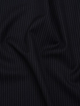 Super 130 Wool Twill Suiting Made in Italy – Navy and Baby Blue Stripes – Deadstock Super 130 Wool Twill Suiting Made in Italy – Navy and Baby Blue Stripes – Deadstock
