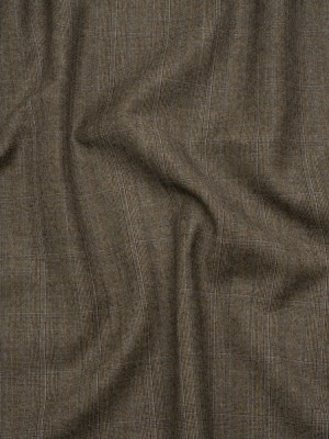Super 130 Wool Twill Suiting Made in Italy – Beige and Brown Plaid – Deadstock Super 130 Wool Twill Suiting Made in Italy – Beige and Brown Plaid – Deadstock