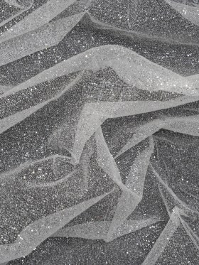 Glitter Tulle 5-yard Bundle – Silver on White Glitter Tulle 5-yard Bundle – Silver on White