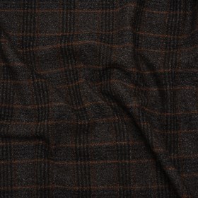 Wool and Silk Tweedy Lightweight Coating Made in Italy – Black, Gray and Burnt Orange Plaid – Deadstock Wool and Silk Tweedy Lightweight Coating Made in Italy – Black, Gray and Burnt Orange Plaid – Deadstock