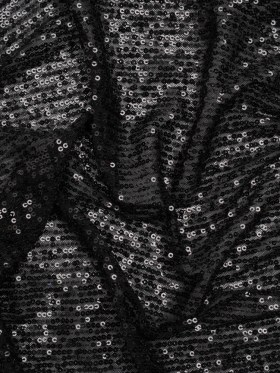 Stretch Polyester Mesh with Baby Sequins – Black on Black Stripes – Designer Deadstock Stretch Polyester Mesh with Baby Sequins – Black on Black Stripes – Designer Deadstock