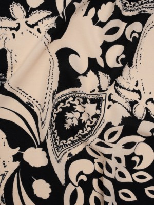 Polyester Crepe Print – Black and Beige Paisley – Designer Deadstock Polyester Crepe Print – Black and Beige Paisley – Designer Deadstock