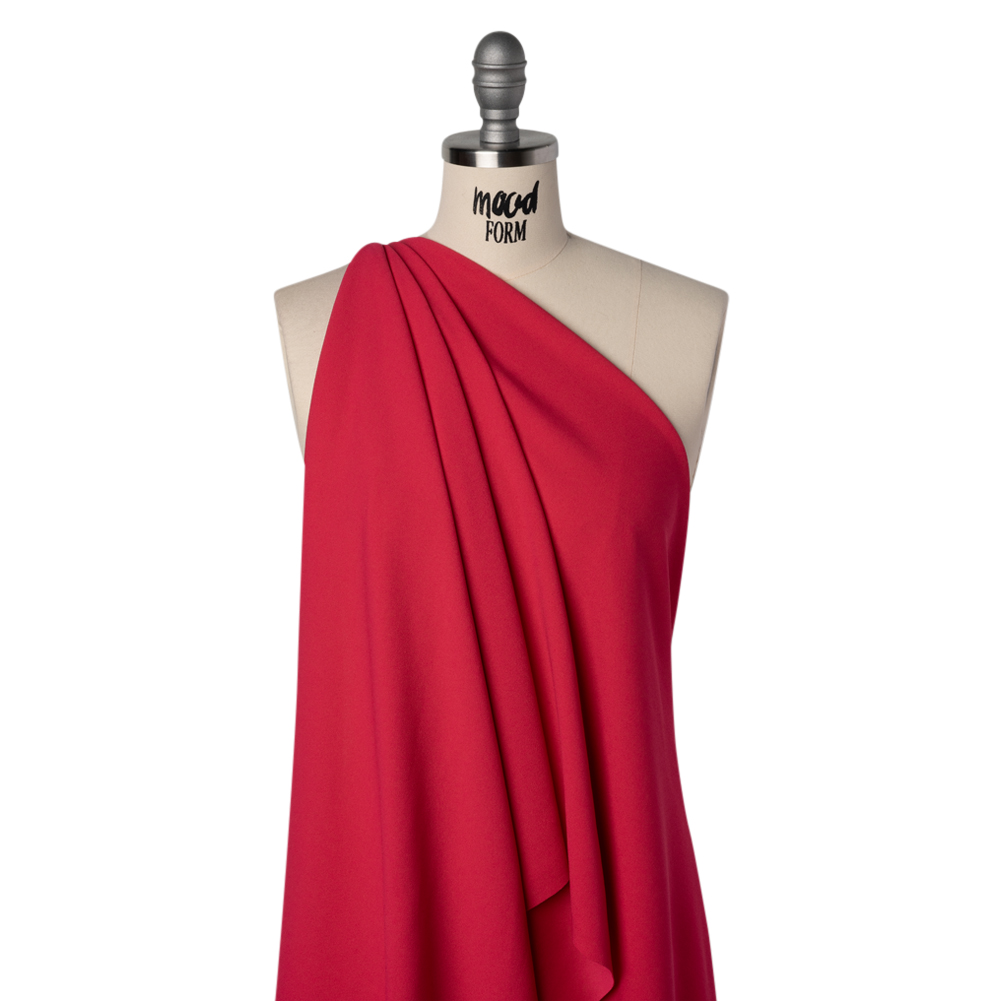 Stretch Polyester Crepe Double Knit – Raspberry – Designer Deadstock Stretch Polyester Crepe Double Knit – Raspberry – Designer Deadstock