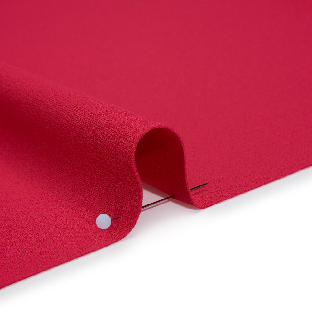 Stretch Polyester Crepe Double Knit - Raspberry - Designer Deadstock