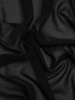 Polyester Georgette – Black – Designer Deadstock Polyester Georgette – Black – Designer Deadstock