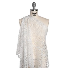 Polyester Guipure Lace with Finished Edge – White Dots and Daisies – Designer Deadstock Polyester Guipure Lace with Finished Edge – White Dots and Daisies – Designer Deadstock