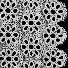 Polyester Guipure Lace with Finished Edge – White Dots and Daisies – Designer Deadstock Polyester Guipure Lace with Finished Edge – White Dots and Daisies – Designer Deadstock