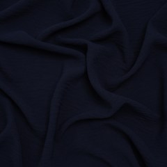 Crinkled Polyester Crepe – True Navy – Designer Deadstock Crinkled Polyester Crepe – True Navy – Designer Deadstock