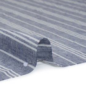 Linen and Rayon Woven – Muted Blue and White Stripes – Designer Deadstock Linen and Rayon Woven – Muted Blue and White Stripes – Designer Deadstock