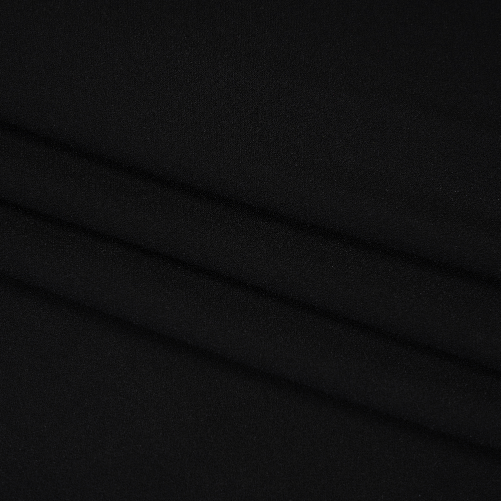 Polyester Crepe with Smooth Back – Black – Designer Deadstock Polyester Crepe with Smooth Back – Black – Designer Deadstock
