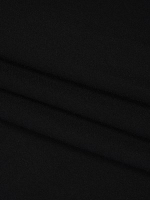 Polyester Crepe with Smooth Back – Black – Designer Deadstock Polyester Crepe with Smooth Back – Black – Designer Deadstock