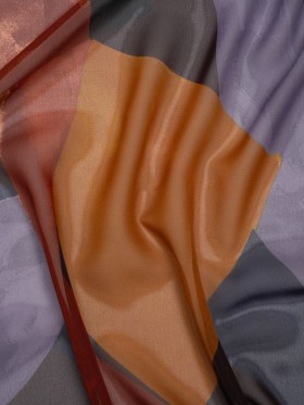 Polyester Chiffon Print – Burnt Orange, Brown and Dusty Lavender Abstract – Designer Deadstock Polyester Chiffon Print – Burnt Orange, Brown and Dusty Lavender Abstract – Designer Deadstock