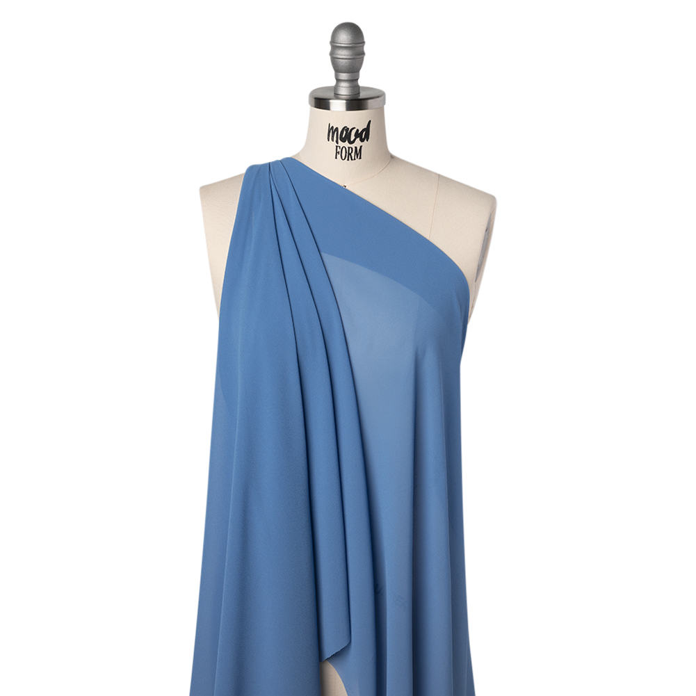 Polyester Chiffon – Denim Blue – Designer Deadstock Polyester Chiffon – Denim Blue – Designer Deadstock