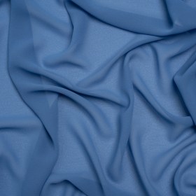 Polyester Chiffon – Denim Blue – Designer Deadstock Polyester Chiffon – Denim Blue – Designer Deadstock