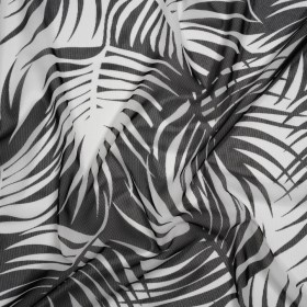 Stretch Nylon Mesh – Black and White Palm Leaves – Designer Deadstock Stretch Nylon Mesh – Black and White Palm Leaves – Designer Deadstock